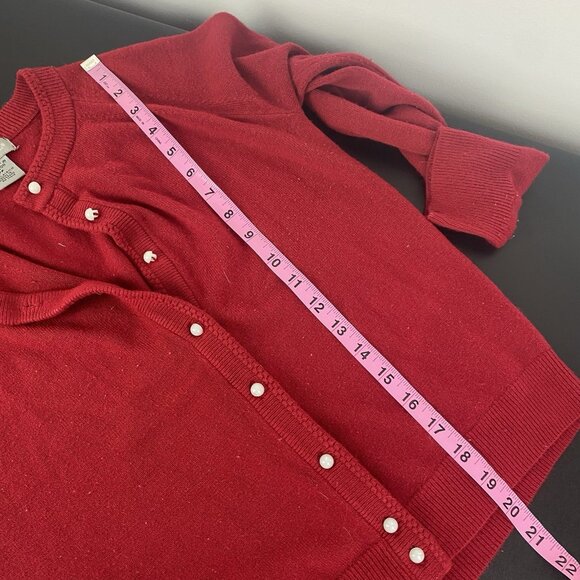Designers Originals Women's Button Up Holiday Cardigan Size S P Red Festive - Picture 6 of 7
